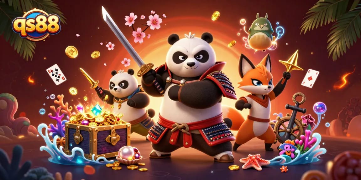 Engage in thrilling gameplay with qs88, featuring dynamic samurai panda and ninja fox characters.