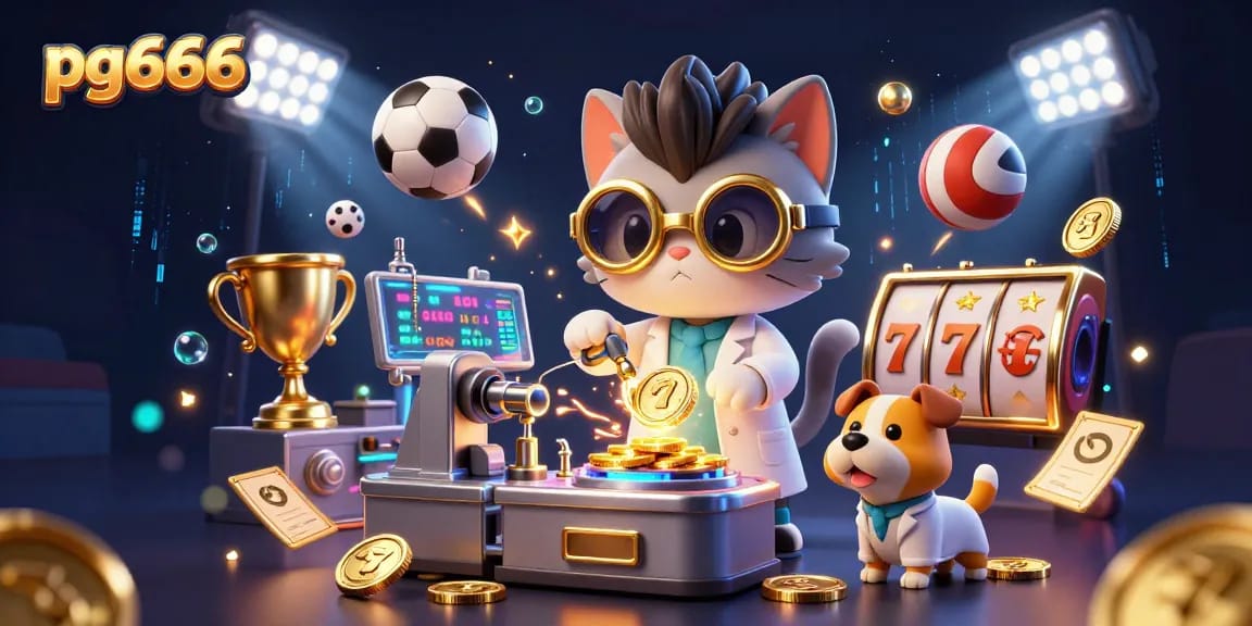 Engage with pg666's dazzling slot machine thrills joined by lively characters in a dynamic 3D illustration.