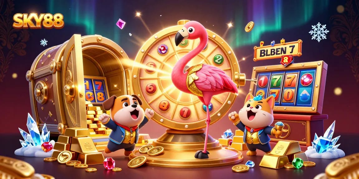 Spin the giant prize wheel with SKY88 for thrilling casino slots action!