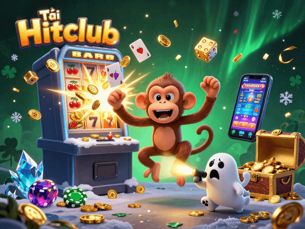 Tải Hitclub and win big at a haunted casino with a magical monkey and curious puppy.