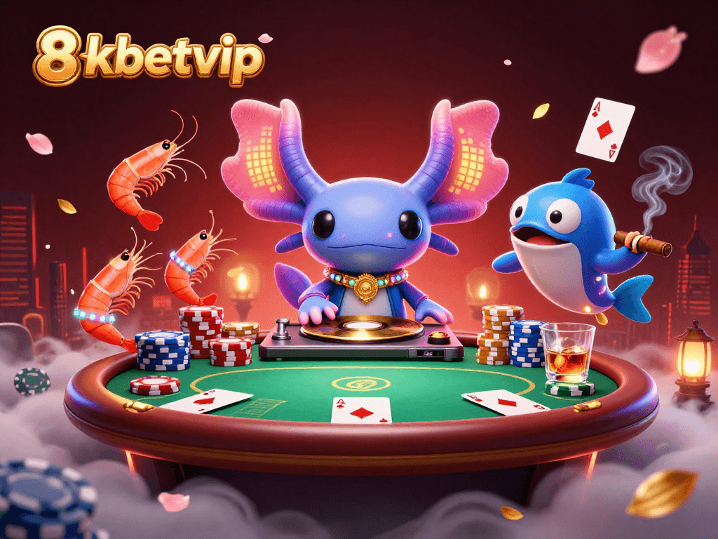 Experience the thrilling world of 8kbetvip with a vibrant underwater DJ party, filled with poker excitement.
