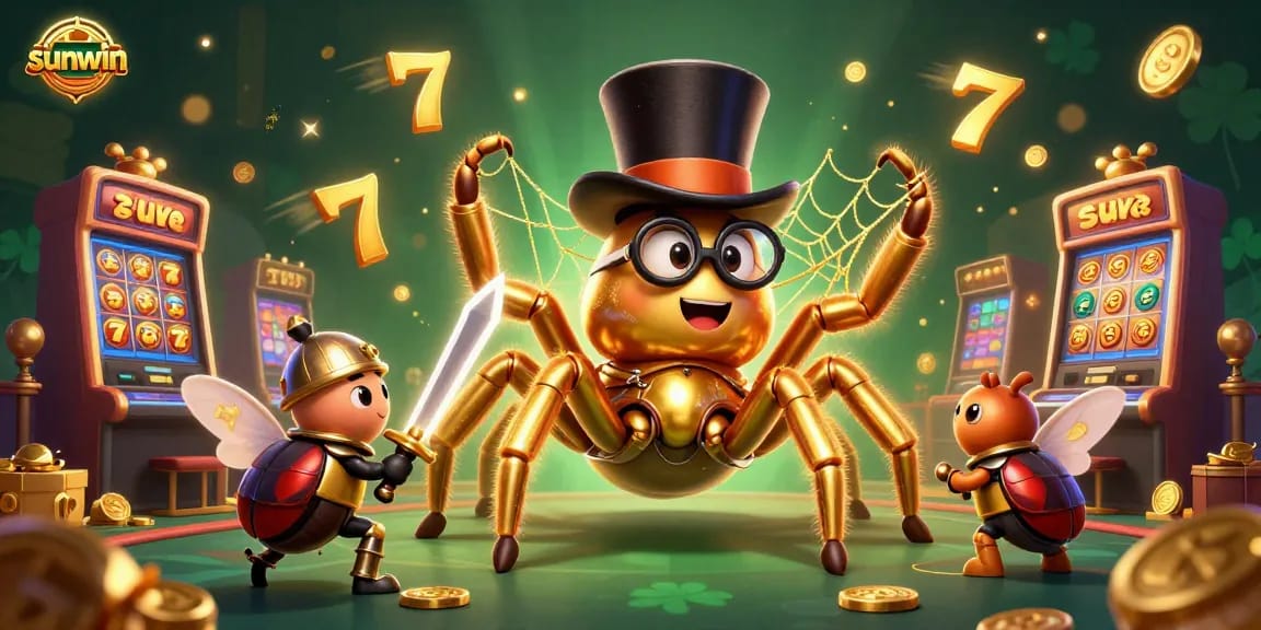 Engage in dynamic gaming at sunwin with slots, golden jackpots, and vibrant cartoon characters.