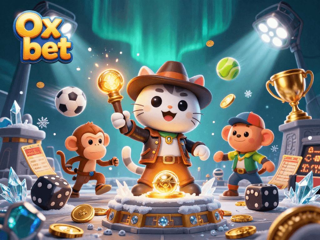 Ox bet showcases an engaging 3D casino adventure featuring an archaeologist cat and dynamic sport betting elements.