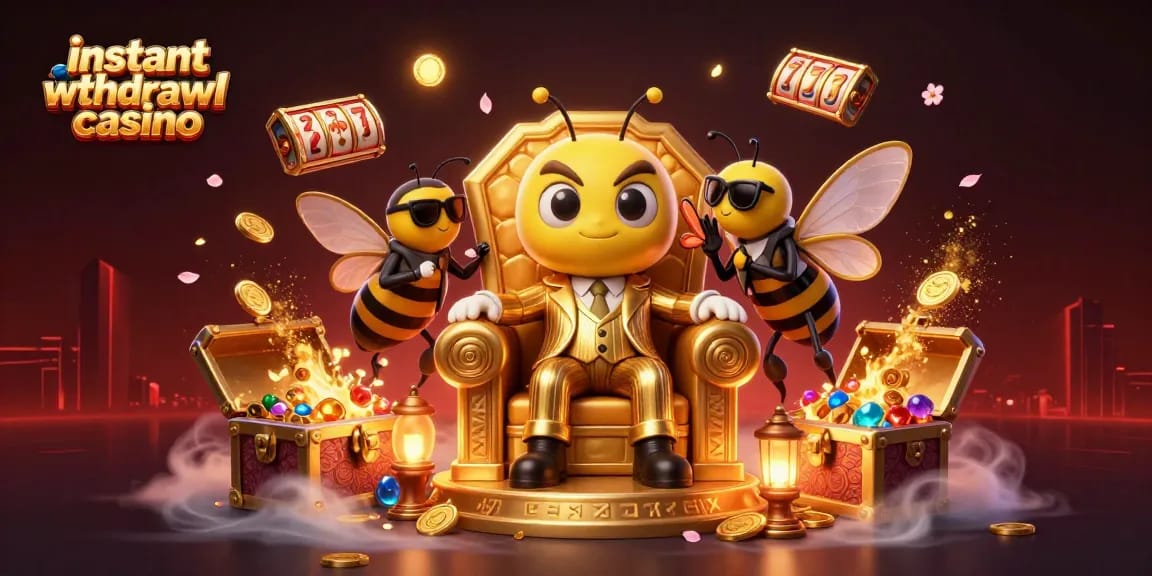 Experience fast payouts at an instant withdrawal casino with a whimsical bumblebee mob boss.
