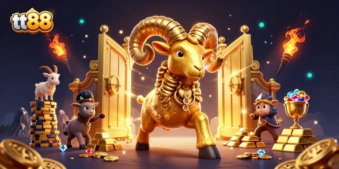 Experience thrilling wins at tt88 with a massive golden ram, treasure vaults, and sparkling jewels