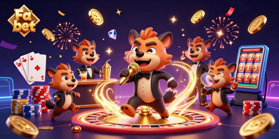 Experience thrilling gaming adventures at Fa bet with vibrant casino elements and dynamic 3D characters.