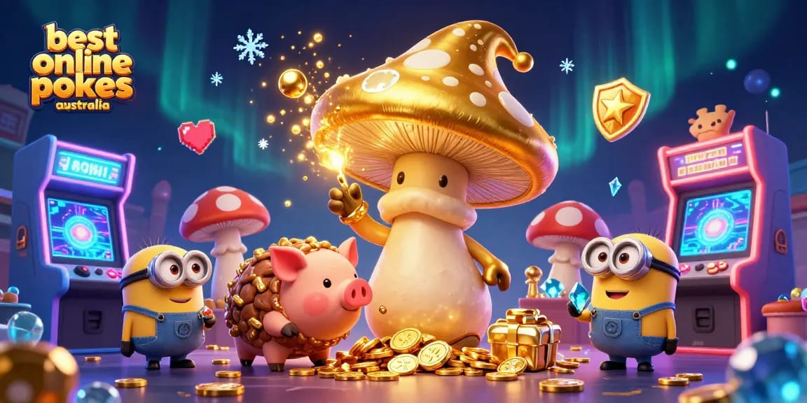 Spin the reels on the best online pokies Australia with vibrant characters and dazzling casino elements.