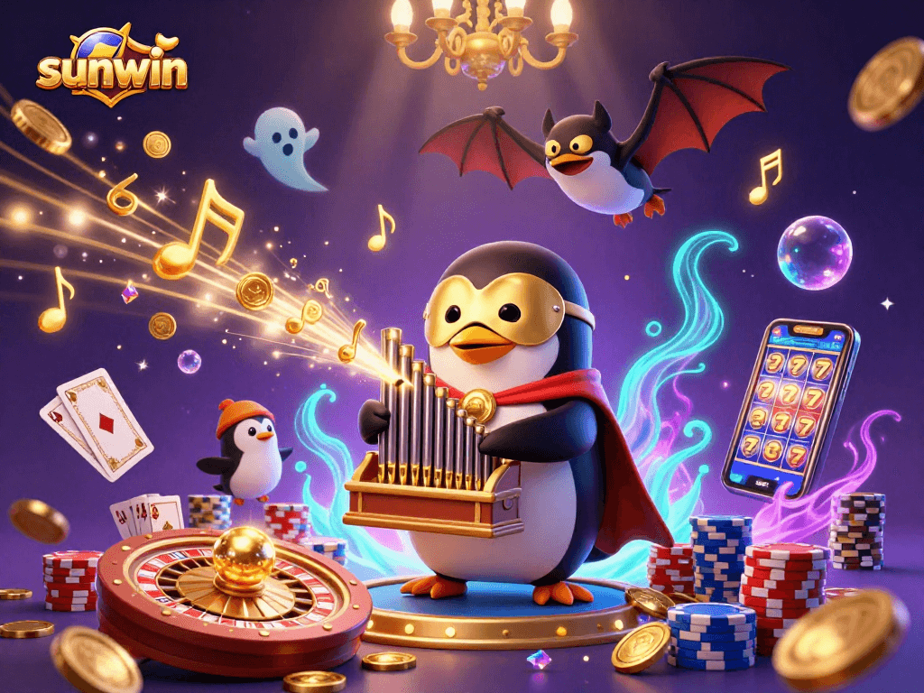 Play the exciting sunwin slots with golden coins and dazzling prizes scattered throughout the scene.