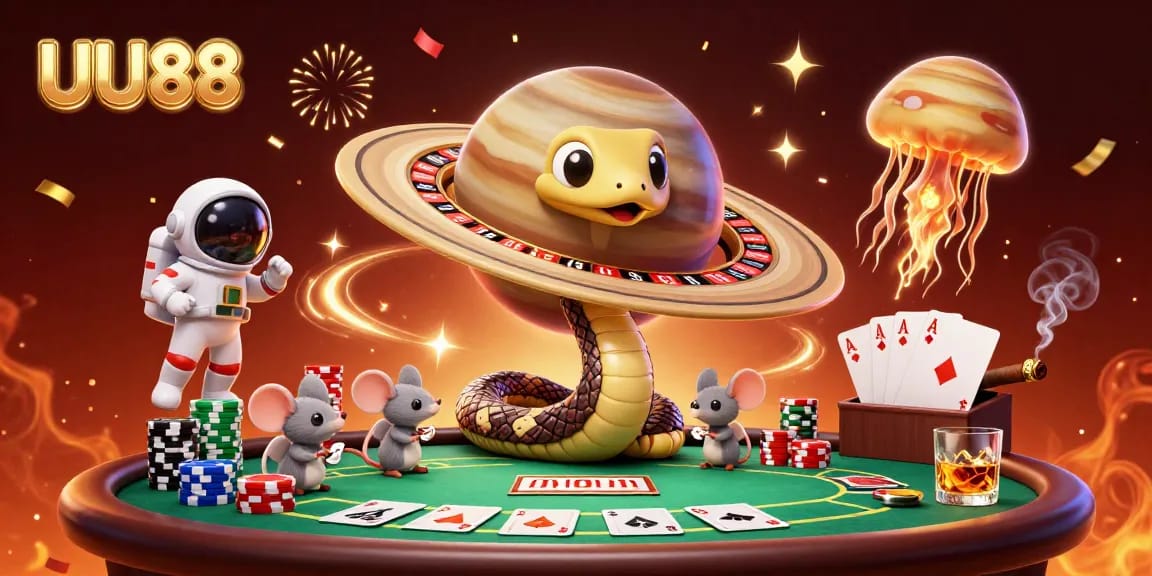 Engage with UU88's exciting gambling universe as astronaut mice bet on roulette rings.