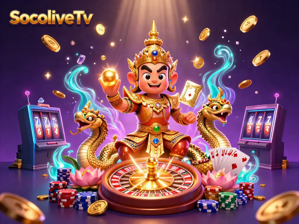 SocoliveTv engages players with the vibrant excitement of gambling, depicting a dynamic casino scene.