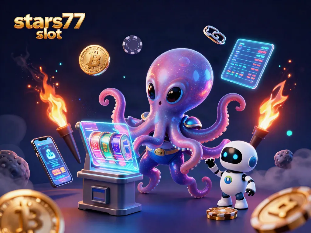 Ikuti aksi fantastis di stars77 slot dengan alien gurita dan robot, terbangkan kemenangan Anda.