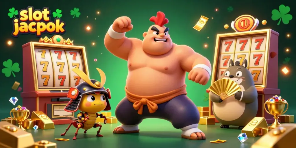 Experience the thrill of slot jackpot gaming with dynamic characters and vibrant casino elements