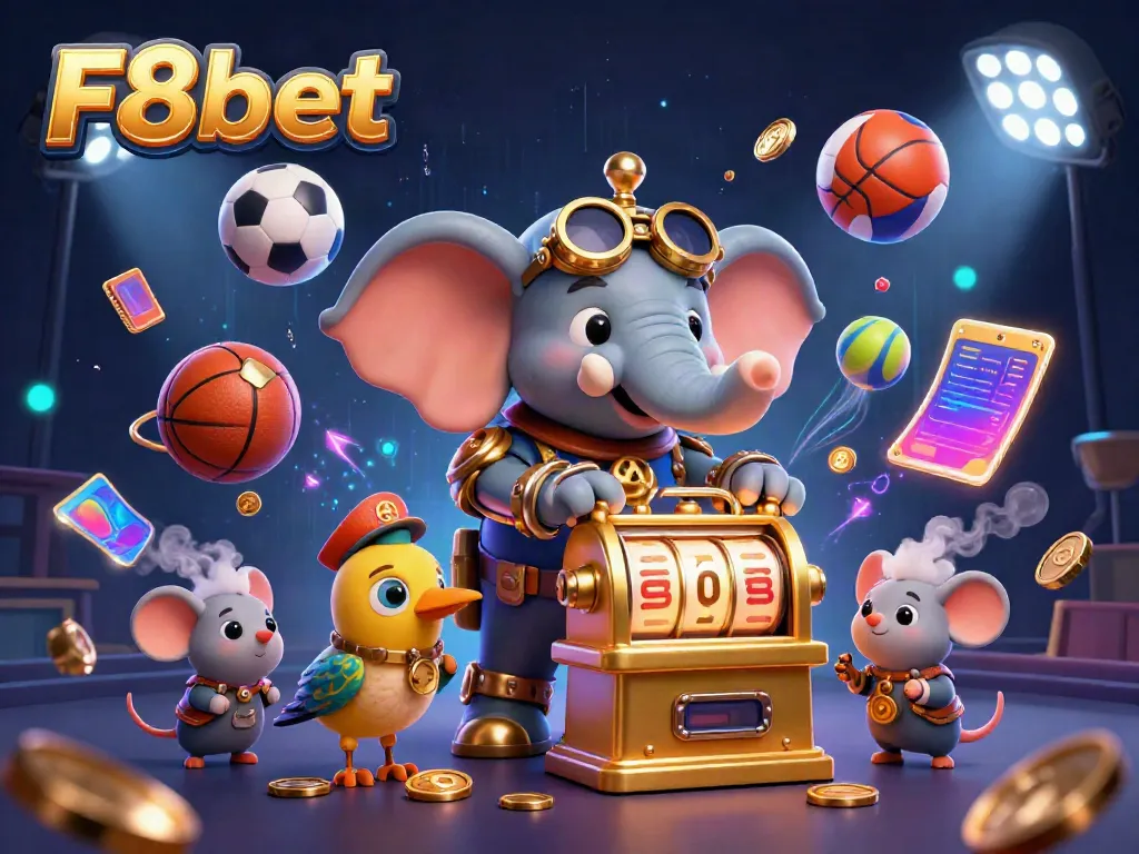 Spin the exciting slot machines at F8bet with dynamic sports elements surrounding the scene.