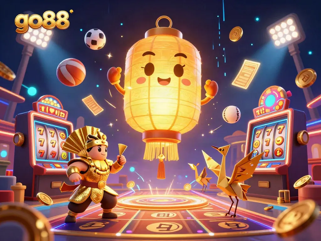 Engage with go88's thrilling slots and casino experience featuring vibrant game elements and lively characters.