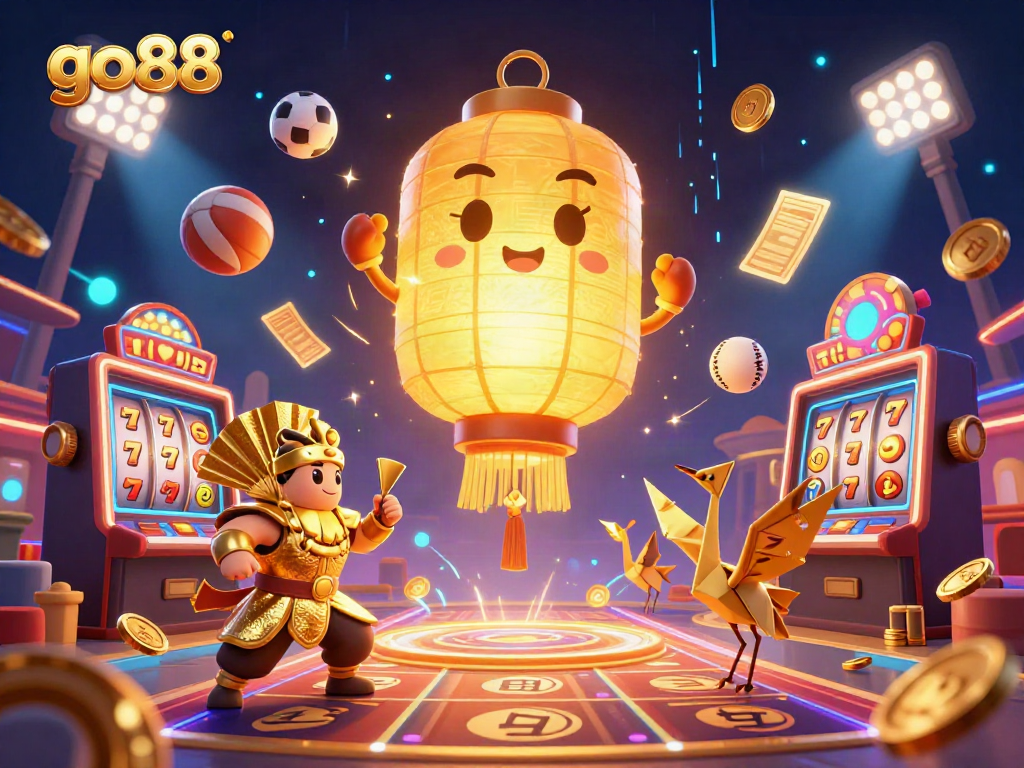Engage with go88's thrilling slots and casino experience featuring vibrant game elements and lively characters.