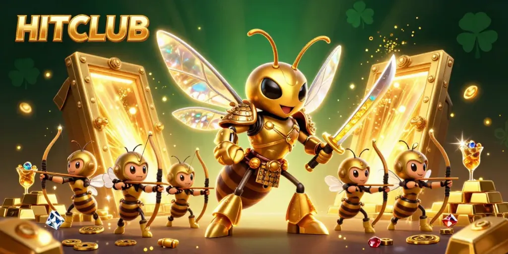 Win big with HITCLUB in this vibrant, dynamic casino scene filled with treasures and energy.