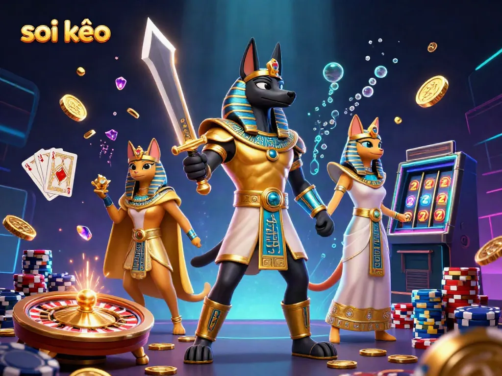 Experience thrilling soi kèo betting with ancient warriors and casino elements dynamically surrounding them.