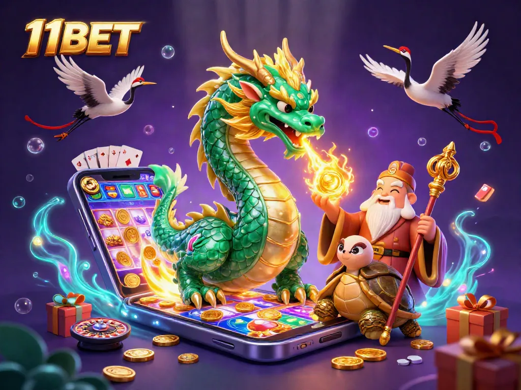 Experience thrilling wins with the vibrant 11BET casino illustration showcasing luck and excitement.
