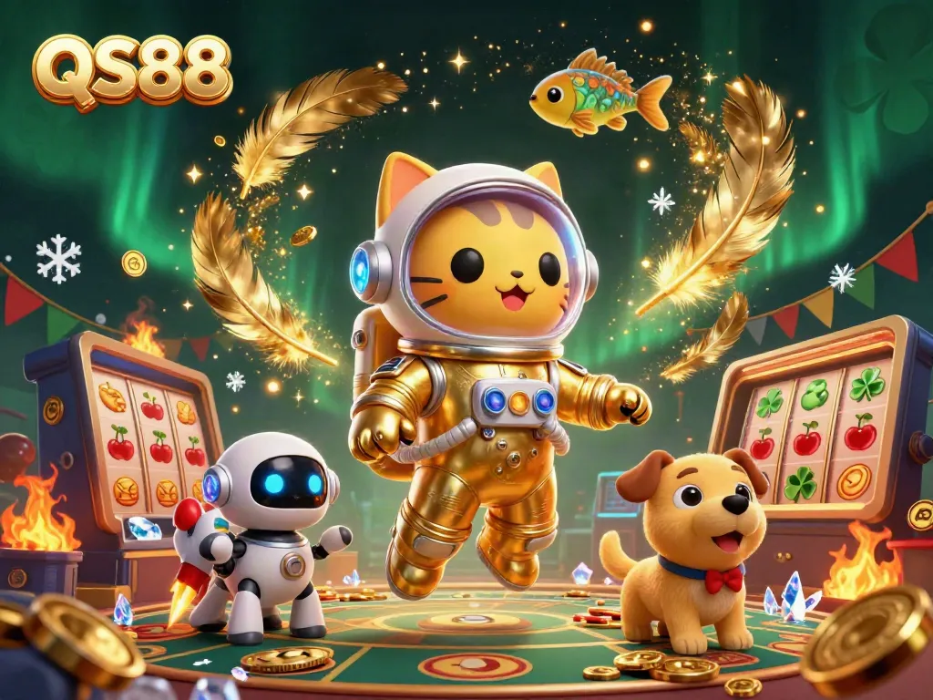 Experience the vibrant energy of QS88 through an exciting 3D digital casino-themed scene.