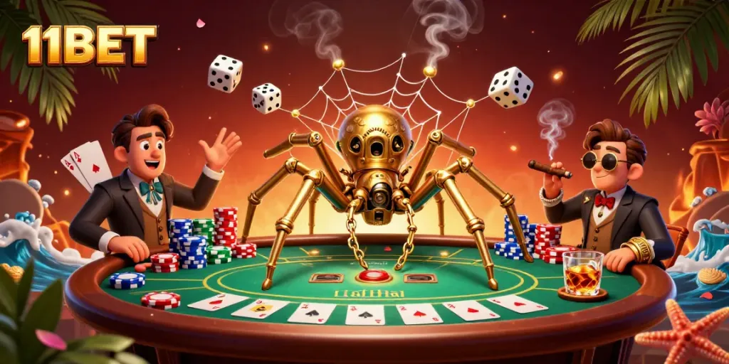 Engage with thrilling games at 11BET, a vibrant casino scene filled with luck and excitement.