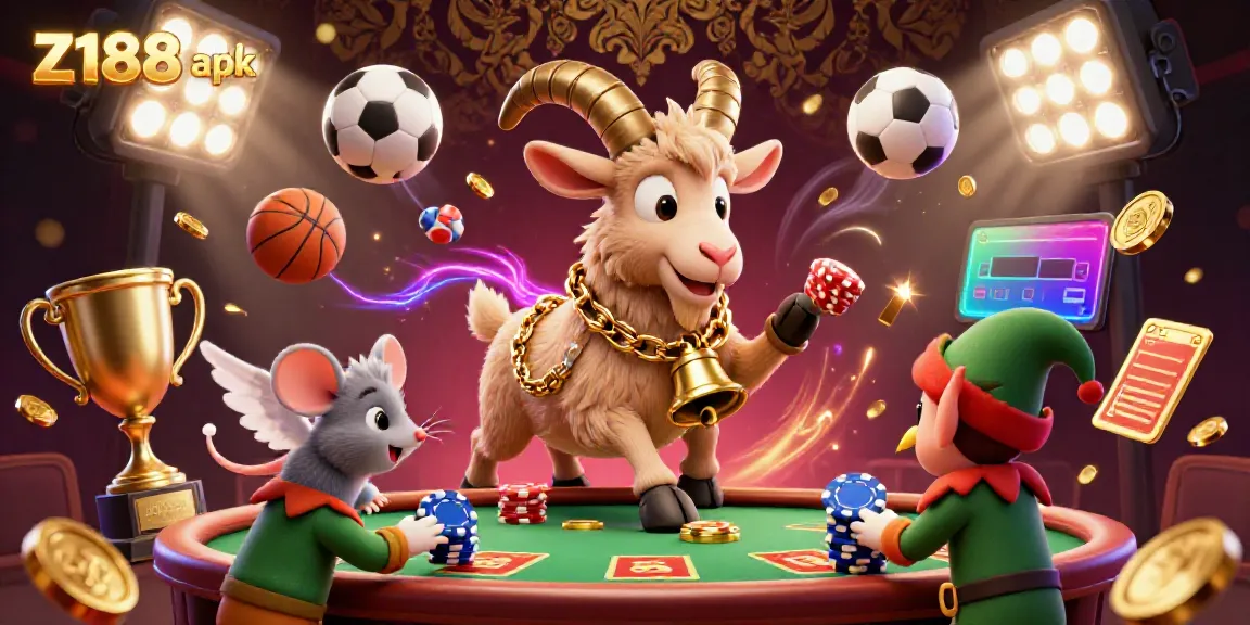 Experience the festive chaos of Z188 apk as Krampus runs a holiday casino with energetic sports elements.