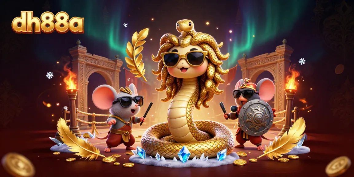 Explore vibrant casino elements featuring dh88a with a Medusa and warrior in action.
