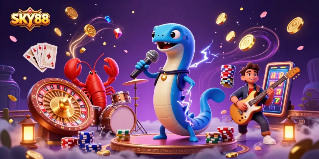 Engage with thrilling casino gameplay at SKY88 with a vibrant 3D underwater scene.