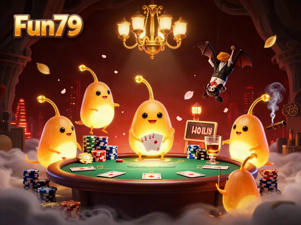 Experience fun and exciting gameplay at Fun79 as vibrant creatures fill a bright casino setting.