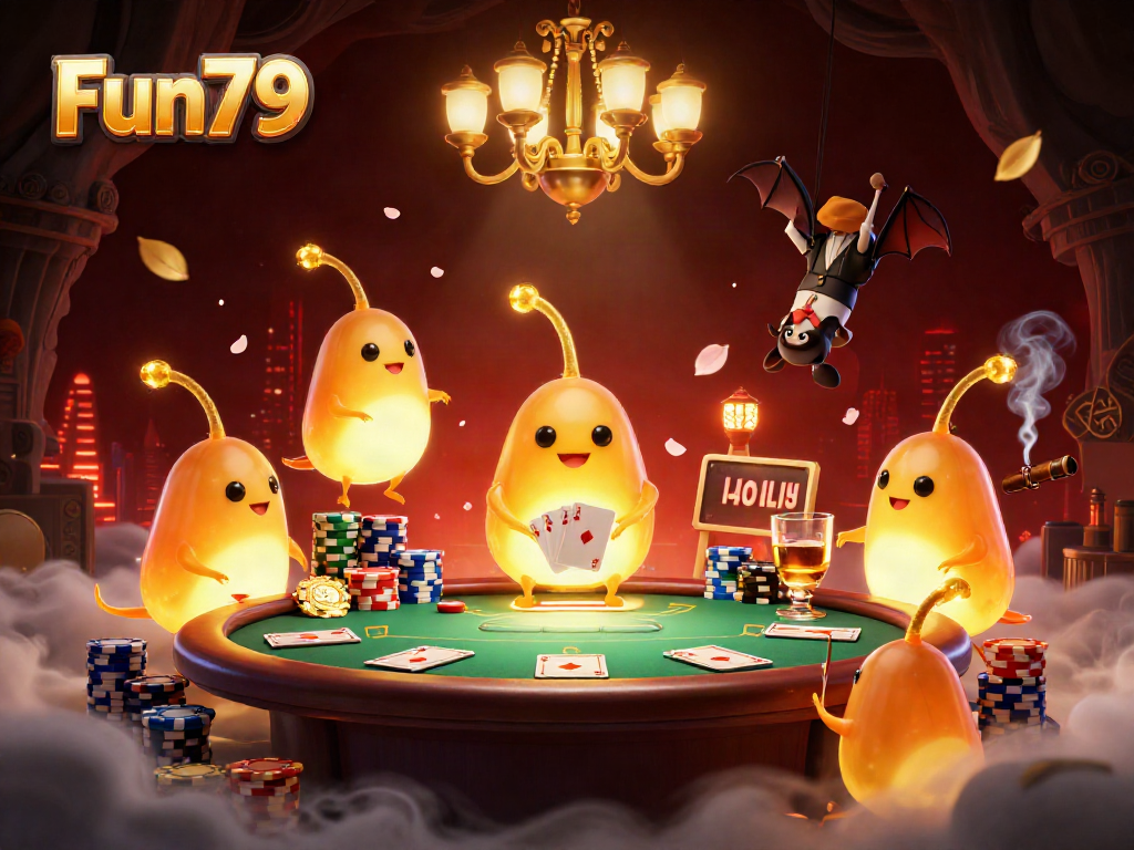Experience fun and exciting gameplay at Fun79 as vibrant creatures fill a bright casino setting.