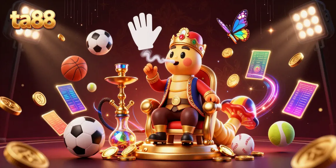 Experience the dynamic world of ta88 with vibrant casino elements, showcasing a magical caterpillar and thrilling sports action.