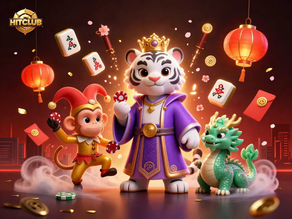 Engage in thrilling gameplay at HITCLUB with festive decorations and dynamic casino elements all around.
