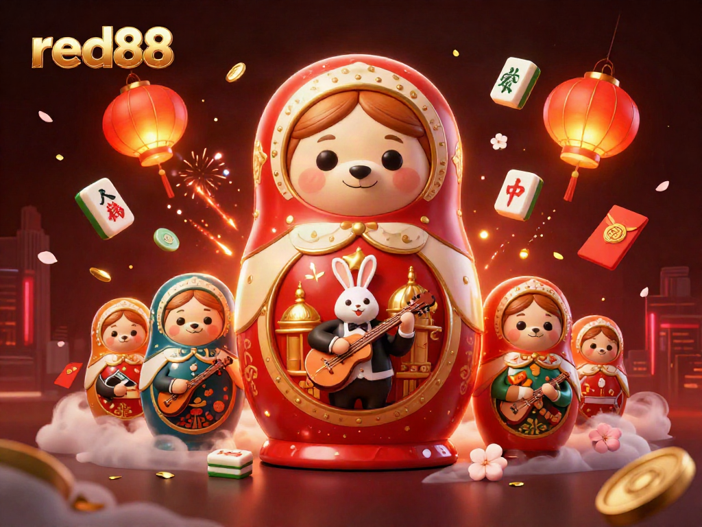 Experience adventure with red88 in this vibrant casino-themed 3D illustration.