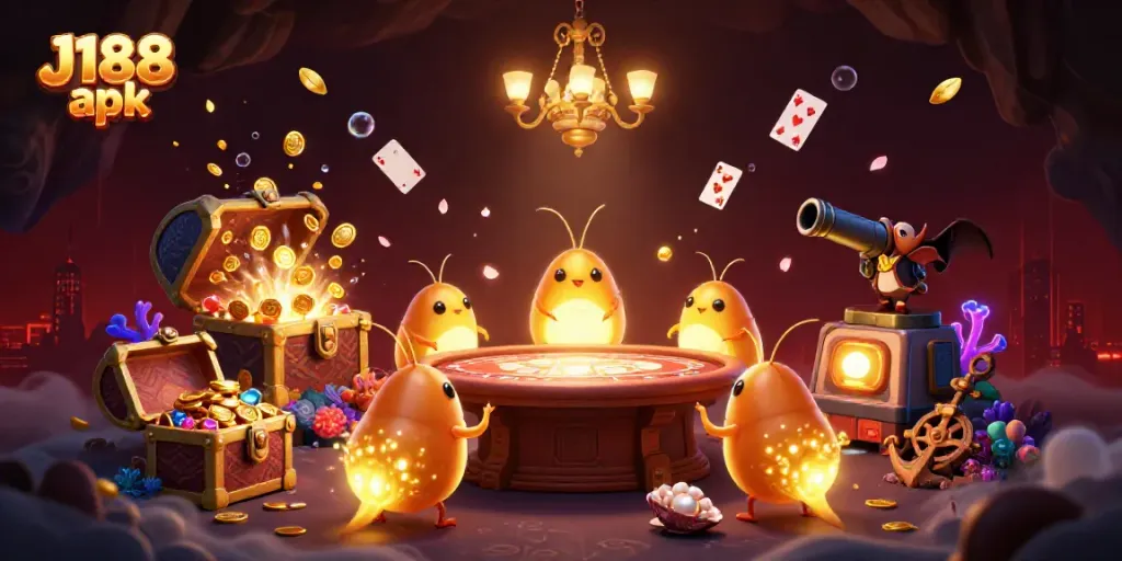 Experience the vibrant world of online gaming with J188 apk illuminated by glowing glowworms and exciting game elements.