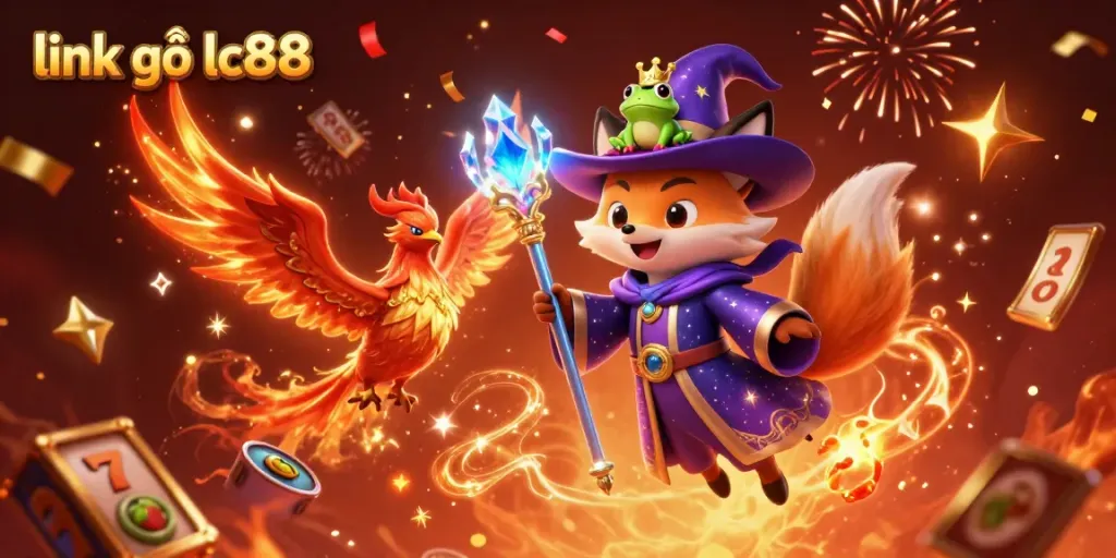 Experience thrilling wins with the link vào lc88 in this vibrant casino-themed illustration.