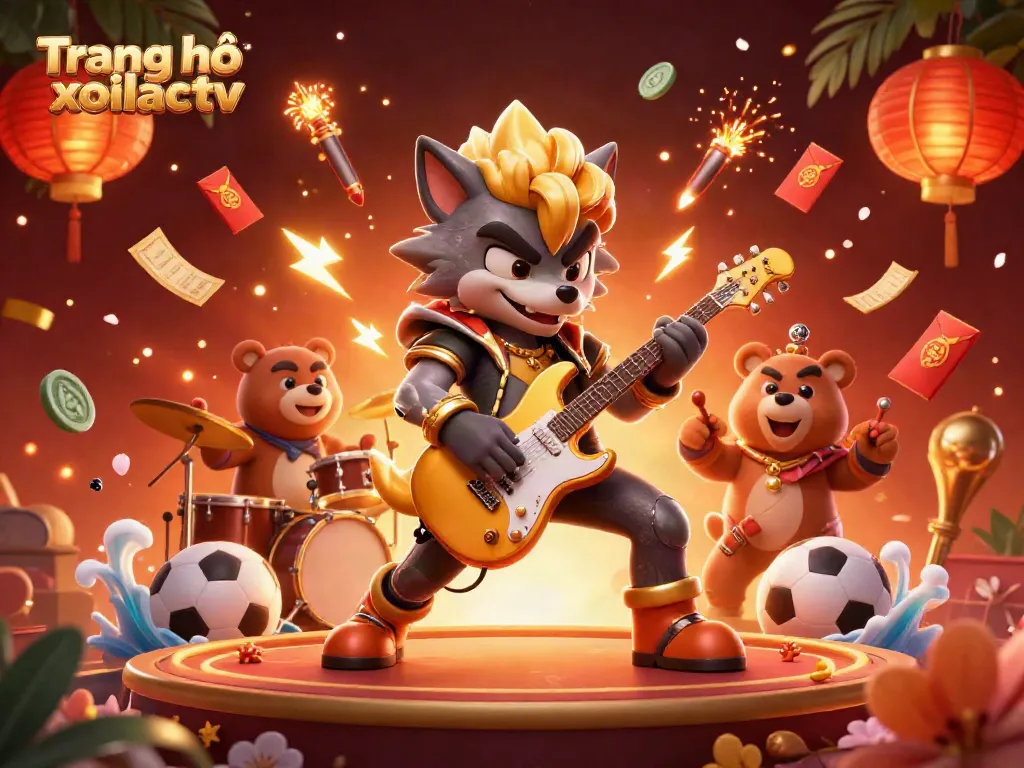 Experience the excitement at Trang chủ xoilactv with vibrant casino elements, energetic characters, and sports action.