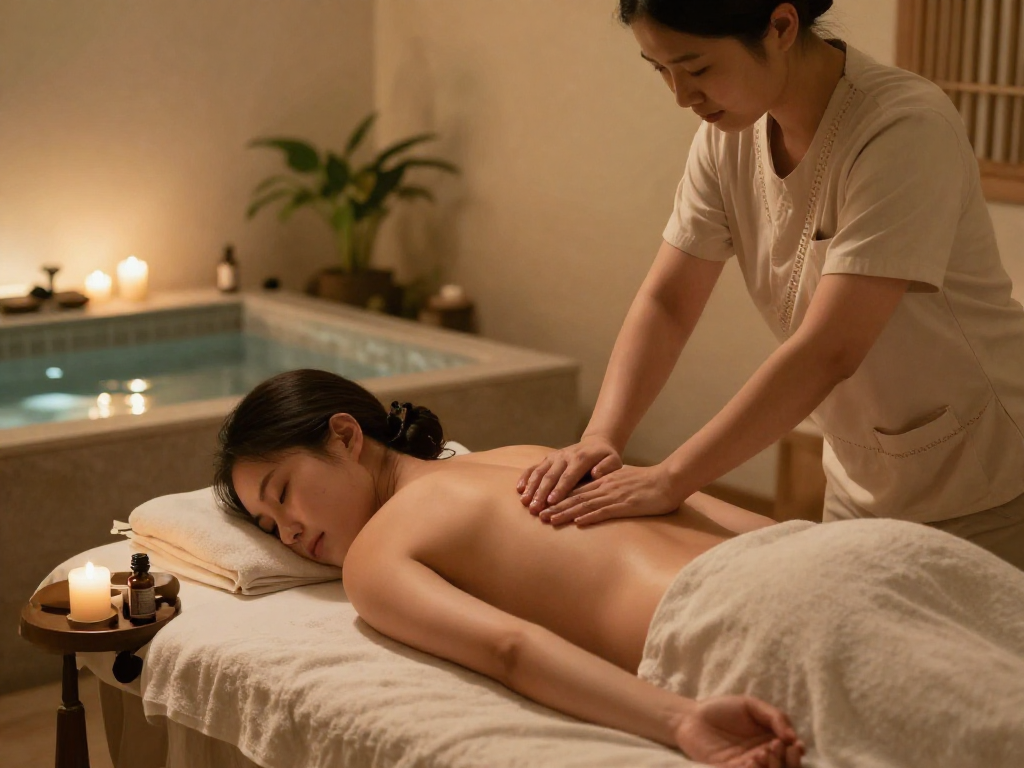 Relaxing massage therapy scene emphasizing the benefits of 파주출장안마 in a tranquil spa setting.