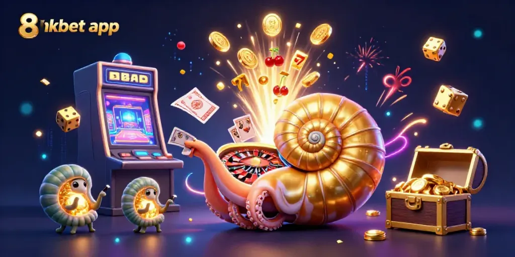 Experience the excitement of the 8xbet app with vibrant 3D casino elements and dynamic gaming visuals.