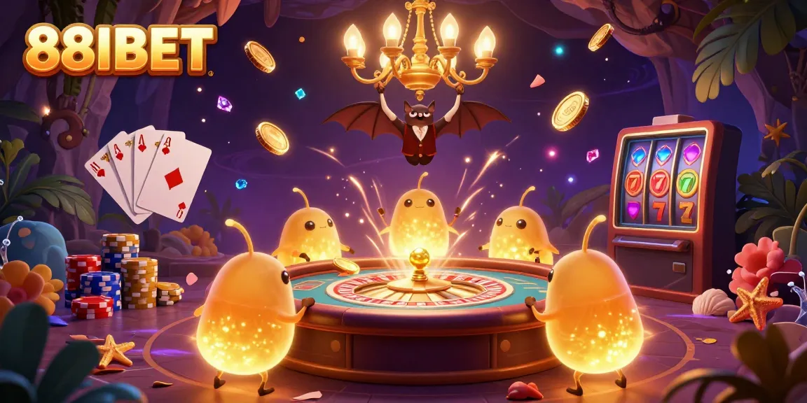 Engage with exciting gaming action at 88IBET inside a cave casino illuminated by glowworms.