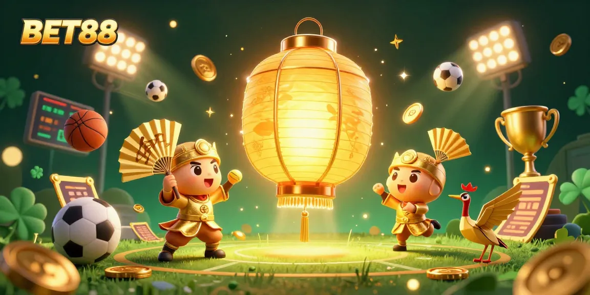 BET88 chơi thể thao trực tuyến với biểu tượng phong cách, ánh sáng lấp lánh.