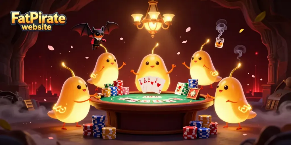 Experience thrills at the FatPirate website with vibrant glowworms lighting up an exciting casino scene.
