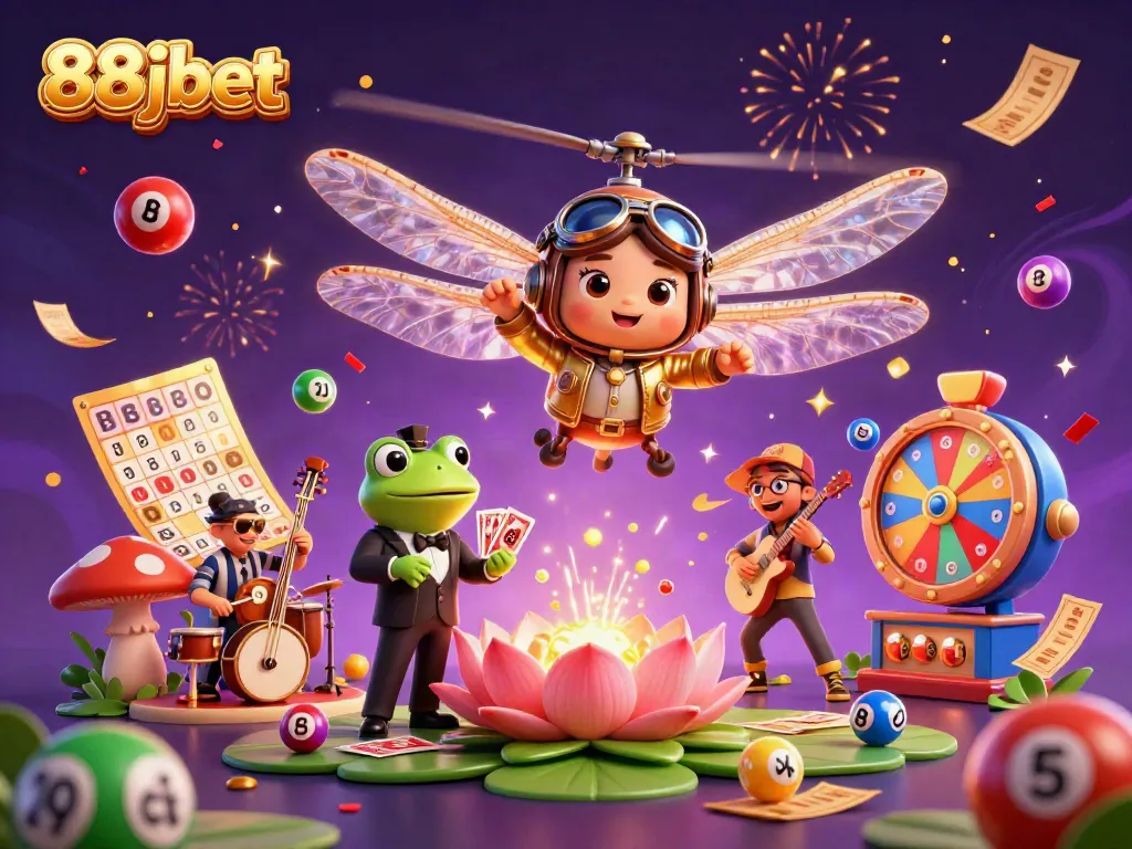 Participate in the thrilling 88jbet lottery atmosphere with vibrant characters and dynamic elements.