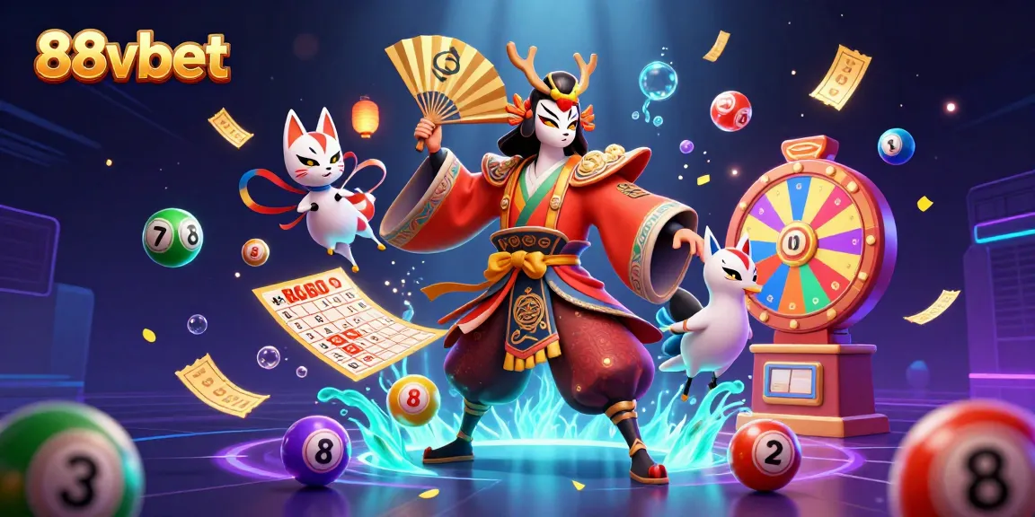 Engage with vibrant games at 88vbet with an energetic scene of kabuki warriors and dynamic casino elements.