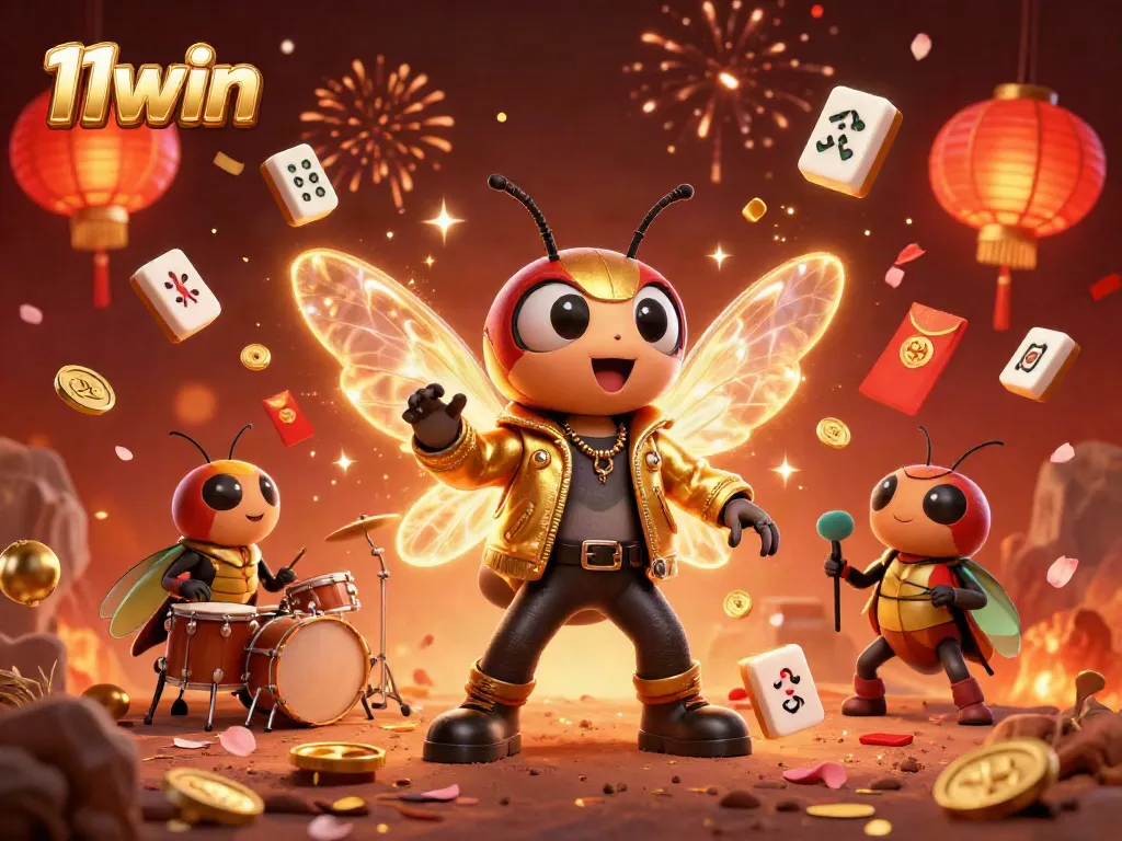 Experience the excitement of 11win with a vibrant 3D cartoon casino scene featuring lively characters and festive elements.