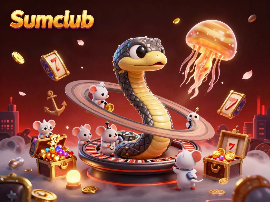Experience exhilarating gameplay at Sumclub Casino with a vibrant 3D cosmic roulette scene.