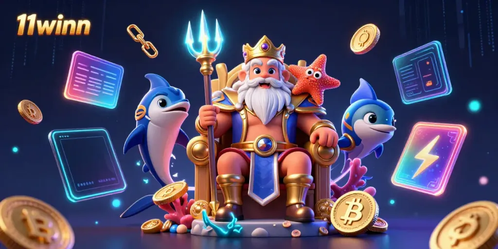 Experience the thrilling 11winn casino games with a dynamic 3D sea king scene.