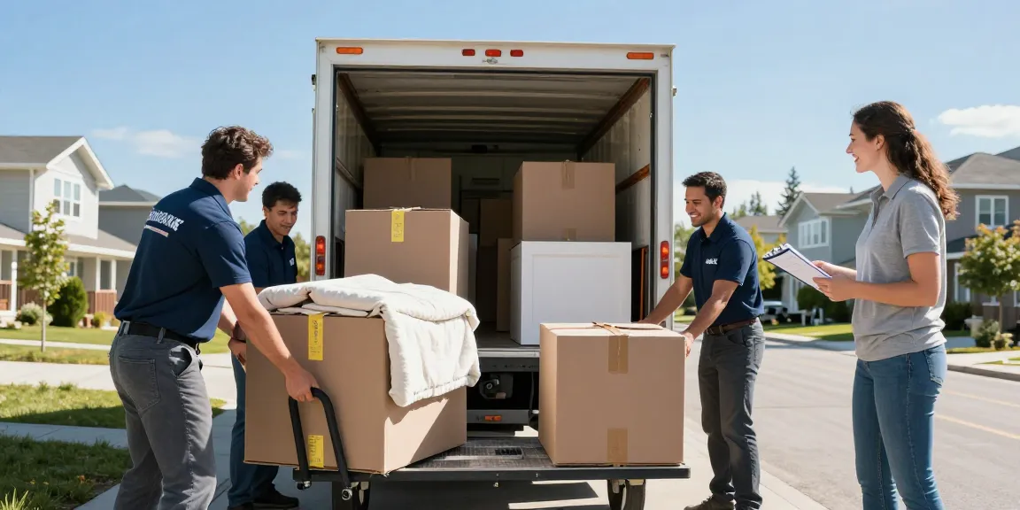 Moving services in Calgary as professional movers load a truck with care, ensuring stress-free relocations.