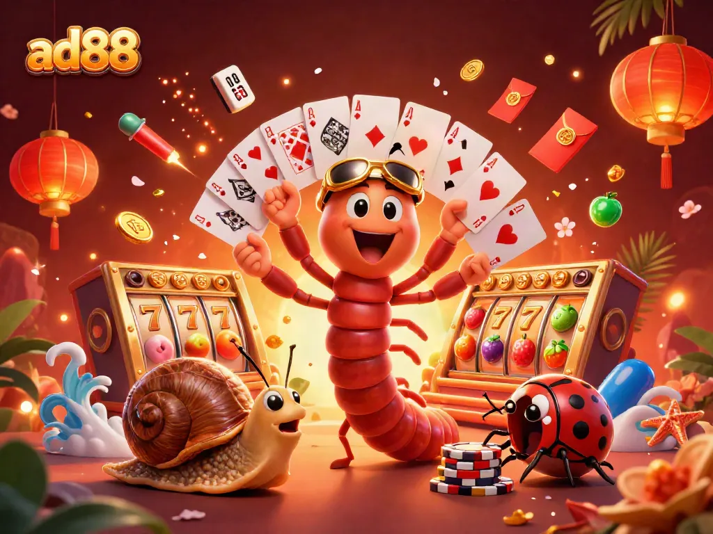 Engage in thrilling casino gameplay with ad88's vibrant characters and dynamic elements.