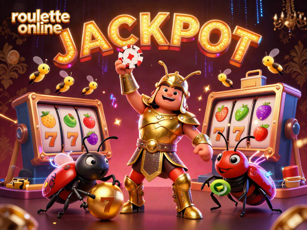 Engage with roullete online in a vibrant 3D scene featuring cartoon characters celebrating a jackpot.