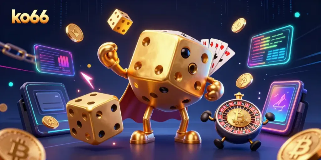 Engage with exciting ko66 gaming experiences among golden dice and crypto elements.