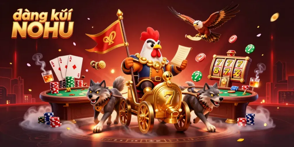 Engage in the excitement of đăng ký NOHU with vibrant casino elements and dynamic characters.